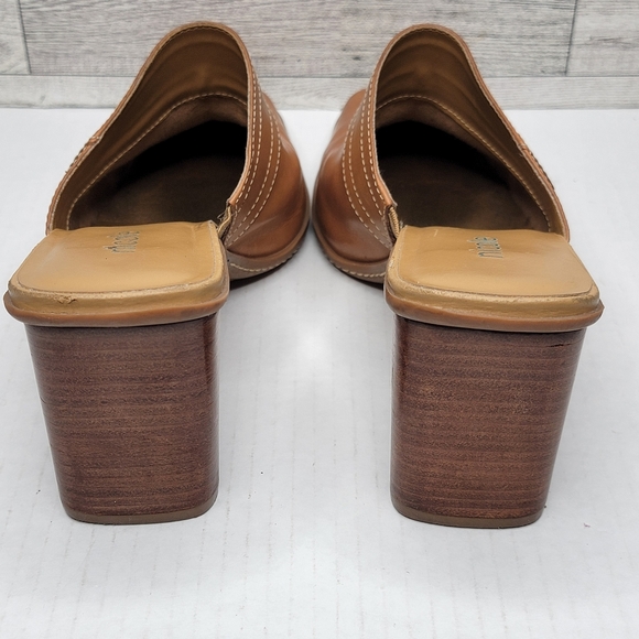 Nicole Colonel 3" Heel Mule Size 9.5M Tan Leather Slip On Shoes Comfort Casual - Picture 6 of 11